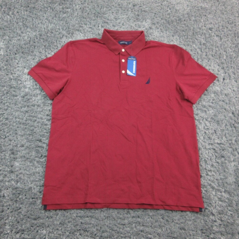 Nautica Polo Shirt Mens XL Performance Short Sleeve Classic Fit Barolo Red NWT
